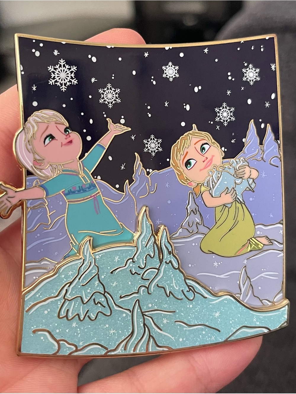 Disney Frozen Enamel Pin Featuring Young Elsa Sisters - Magical Moments LE 50